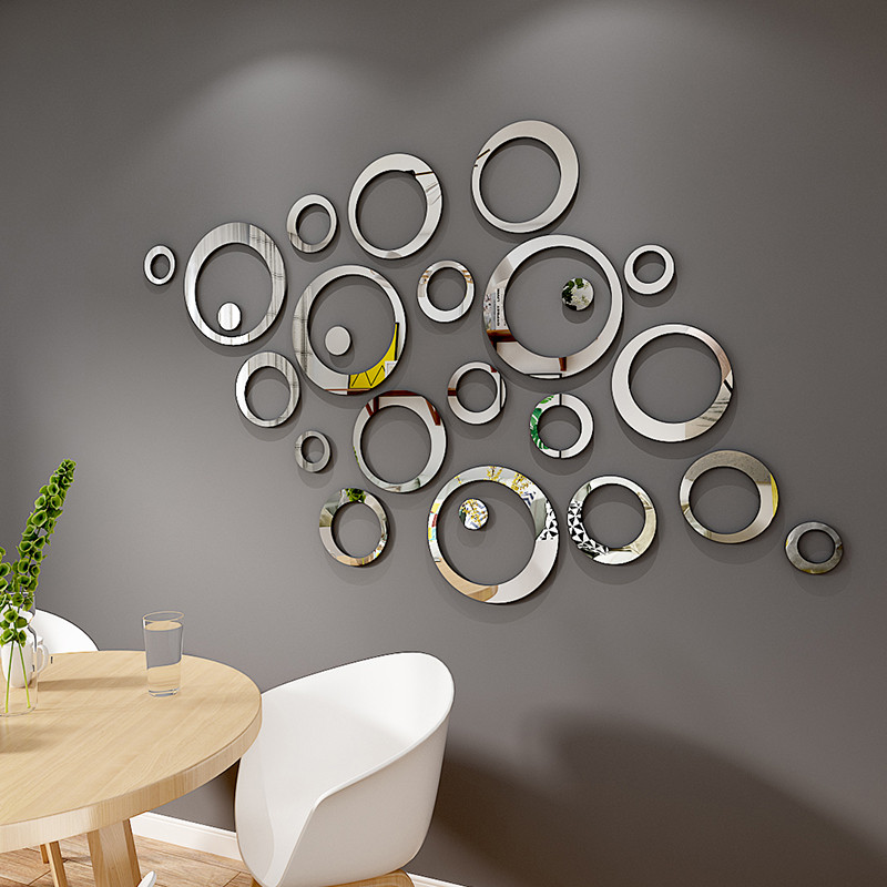 Dekor na stenu - kruhy strieborné